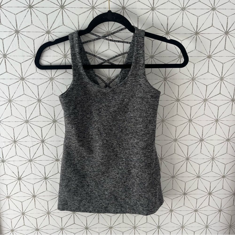 Beyond Yoga Gray Marled Spacedye Lace Back Tank